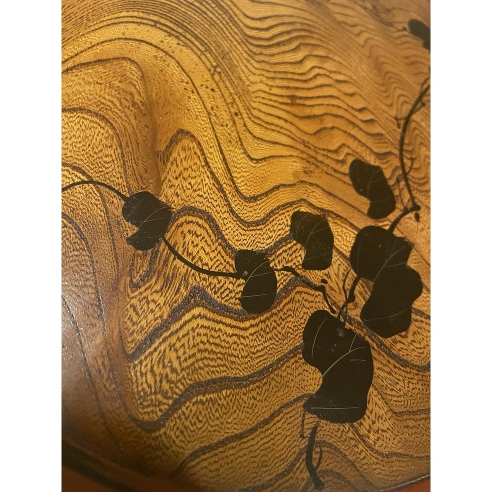 Set Of 3 Vintage Round 10" Japanese Wood Serving Tea Tray Plate Oriental Decor - Picture 11 of 16